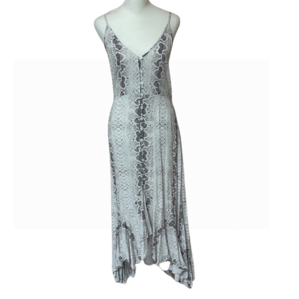 Kivari snake print strappy maxi dress. White and taupe. Size S.
